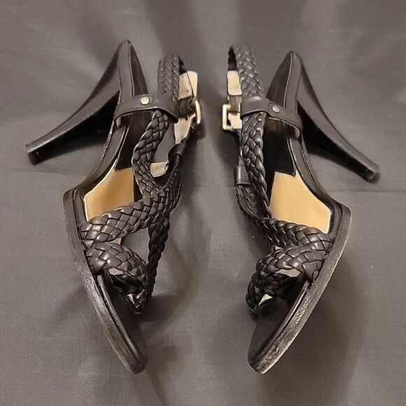 MICHAEL KORS BRAIDED LEATHER STILETTO PUMP HEEL SANDALS - Picture 8 of 13